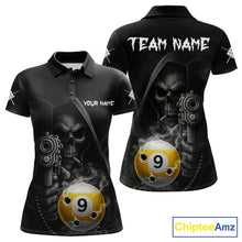 Load image into Gallery viewer, Funny Grim Reaper 9 Ball Smoke Billiard Shirt For Women Custom Pool Jersey, Billiard Team Shirt TDM4899