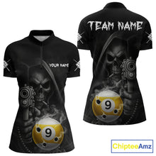 Load image into Gallery viewer, Funny Grim Reaper 9 Ball Smoke Billiard Shirt For Women Custom Pool Jersey, Billiard Team Shirt TDM4899
