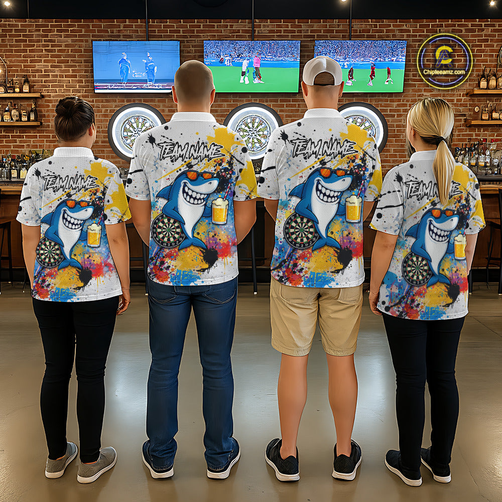 Personalized Funny Shark Colorful Darts Shirt For Men Custom Darts Jersey Team Polo & Quarter Zip TDM5839