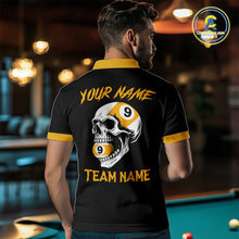 Load image into Gallery viewer, Personalized 9 Ball Skull Argyle Pattern Men&#39;s Billiard Shirts, 9 Ball Team Shirts Billiard Jersey TDM5137