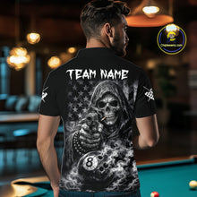 Load image into Gallery viewer, US Flag Grim Reaper 8 Ball Smoke Billiard Shirt For Men Custom Pool Jersey, Billiard Team Shirt TDM5611
