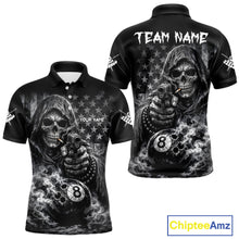 Load image into Gallery viewer, US Flag Grim Reaper 8 Ball Smoke Billiard Shirt For Men Custom Pool Jersey, Billiard Team Shirt TDM5611