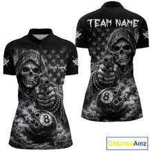 Load image into Gallery viewer, US Flag Grim Reaper 8 Ball Smoke Billiard Shirt For Women Custom Pool Jersey, Billiard Team Shirt TDM5611