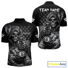 Load image into Gallery viewer, US Flag Grim Reaper 8 Ball Smoke Billiard Shirt For Men Custom Pool Jersey, Billiard Team Shirt TDM5611