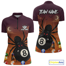 Load image into Gallery viewer, Orange Funny Spider Pool Balls Billiard Shirt For Women Custom 8 Ball Halloween Billiard Apparel TDM4927