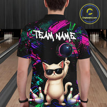 Load image into Gallery viewer, Custom Funny Cat Graffiti Bowling Shirt For Men, Personalized Bowling Team Jersey Polo &amp; 1/4 Zip TDM6455