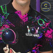 Load image into Gallery viewer, Custom Funny Cat Graffiti Bowling Shirt For Men, Personalized Bowling Team Jersey Polo &amp; 1/4 Zip TDM6455