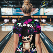 Load image into Gallery viewer, Custom Funny Cat Graffiti Bowling Shirt For Women, Personalized Bowling Team Jersey Polo &amp; 1/4 Zip TDM6455