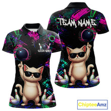 Load image into Gallery viewer, Custom Funny Cat Graffiti Bowling Shirt For Women, Personalized Bowling Team Jersey Polo &amp; 1/4 Zip TDM6455