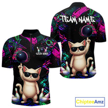 Load image into Gallery viewer, Custom Funny Cat Graffiti Bowling Shirt For Men, Personalized Bowling Team Jersey Polo &amp; 1/4 Zip TDM6455