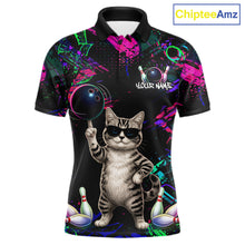Load image into Gallery viewer, Personalized Funny Cat Graffiti Bowling Shirt For Men Custom Bowling Jersey Team Polo &amp; 1/4 Zip TDM6456