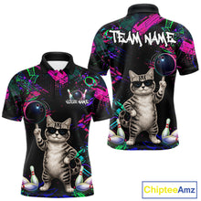 Load image into Gallery viewer, Personalized Funny Cat Graffiti Bowling Shirt For Men Custom Bowling Jersey Team Polo &amp; 1/4 Zip TDM6456