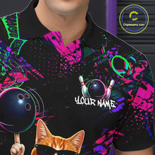Load image into Gallery viewer, Personalized Funny Cat Graffiti Bowling Jersey For Men Custom Bowling Team Shirts Polo &amp; 1/4 Zip TDM6457