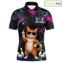Load image into Gallery viewer, Personalized Funny Cat Graffiti Bowling Jersey For Men Custom Bowling Team Shirts Polo &amp; 1/4 Zip TDM6457