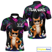Load image into Gallery viewer, Personalized Funny Cat Graffiti Bowling Jersey For Men Custom Bowling Team Shirts Polo &amp; 1/4 Zip TDM6457