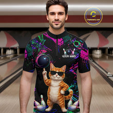 Load image into Gallery viewer, Personalized Funny Cat Graffiti Bowling Jersey For Men Custom Bowling Team Shirts Polo &amp; 1/4 Zip TDM6457