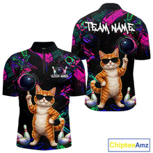 Load image into Gallery viewer, Personalized Funny Cat Graffiti Bowling Jersey For Men Custom Bowling Team Shirts Polo &amp; 1/4 Zip TDM6457