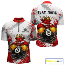 Load image into Gallery viewer, Red And White Grunge Bull 8 Ball Billiard Shirt For Men Custom Pool Team Jersey Polo &amp; 1/4 Zip TDM5647