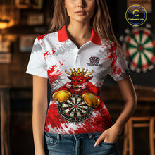 Load image into Gallery viewer, Personalized Black And Red Grunge Bull Darts Shirt For Women Custom Darts Jersey Team Polo &amp; 1/4 Zip TDM5648