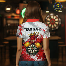 Load image into Gallery viewer, Personalized Black And Red Grunge Bull Darts Shirt For Women Custom Darts Jersey Team Polo &amp; 1/4 Zip TDM5648