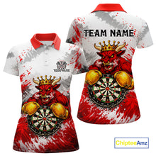 Load image into Gallery viewer, Personalized Black And Red Grunge Bull Darts Shirt For Women Custom Darts Jersey Team Polo &amp; 1/4 Zip TDM5648