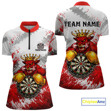 Load image into Gallery viewer, Personalized Black And Red Grunge Bull Darts Shirt For Women Custom Darts Jersey Team Polo &amp; 1/4 Zip TDM5648