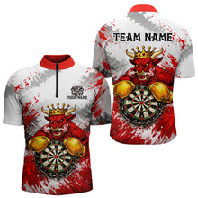 Load image into Gallery viewer, Personalized Black And Red Grunge Bull Darts Shirt For Men Custom Darts Jersey Team Polo &amp; 1/4 Zip TDM5648