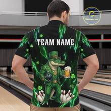Load image into Gallery viewer, Custom Green St Patricks Alligator Bowling Shirt For Men, Lucky Bowling Team Jersey Polo &amp; 1/4 Zip TDM6266