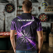 Load image into Gallery viewer, Personalized Purple Lightning Mens Dart Shirts Custom Glowing Darts Team Jersey Polo &amp; 1/4 Zip TDM5159