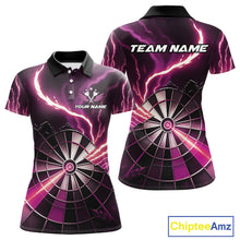 Load image into Gallery viewer, Personalized Pink Lightning Womens Dart Shirts Custom Glowing Darts Team Jersey Polo &amp; 1/4 Zip TDM5160