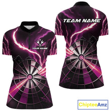 Load image into Gallery viewer, Personalized Pink Lightning Womens Dart Shirts Custom Glowing Darts Team Jersey Polo &amp; 1/4 Zip TDM5160