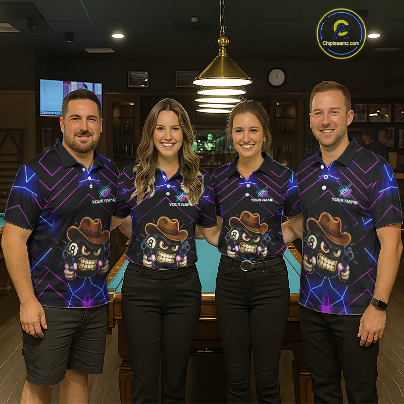 Funny Neon 8 Ball Pool Billiard Shirt For Men Custom Billiard Team Jersey Polo & 1/4 Zip TDM5405