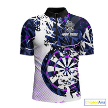 Load image into Gallery viewer, Personalized Paint Splash Darts Shirt For Men Custom Darts Jersey Team Polo &amp; 1/4 Zip |Purple TDM6064