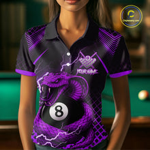Load image into Gallery viewer, Personalized Purple 8 Ball Lightning Cobra Snake Women&#39;s Billiards Shirts Custom Pool Team Jerseys TDM5199