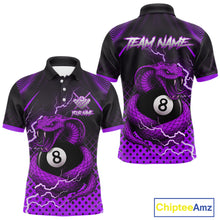 Load image into Gallery viewer, Personalized Purple 8 Ball Lightning Cobra Snake Men&#39;s Billiards Shirts Custom Pool Team Jerseys TDM5199