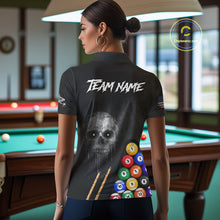 Load image into Gallery viewer, Personalized Grunge Skull Billiard Shirt For Women Custom Pool Team Jersey Polo &amp; 1/4 Zip TDM5920