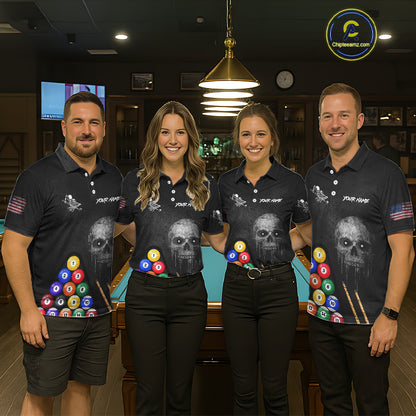 Personalized Grunge Skull Billiard Shirt For Men Custom Pool Team Jersey Polo & 1/4 Zip TDM5920