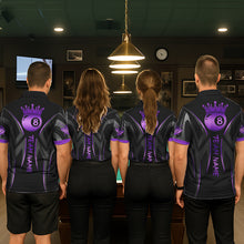 Load image into Gallery viewer, Black And Purple 8 Ball Crown Tribal Billiard Shirt For Men Custom Pool Team Jersey Polo &amp; 1/4 Zip TDM5733