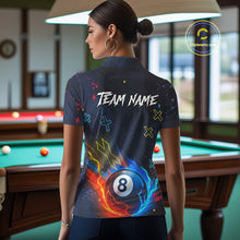 Load image into Gallery viewer, Funny Neon 8 Ball Billiard Shirt For Women Custom Navy Blue Pool Team Shirt Polo &amp; 1/4 Zip TDM5491