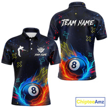 Load image into Gallery viewer, Funny Neon 8 Ball Billiard Shirt For Men Custom Navy Blue Pool Team Shirt Polo &amp; 1/4 Zip TDM5491