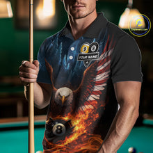 Load image into Gallery viewer, American Flag Eagle 8 Ball &amp; 9 Ball Flame Billiard Shirt For Men Custom Patriotic Billiard Jersey TDM5755
