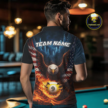 Load image into Gallery viewer, American Flag Eagle 8 Ball &amp; 9 Ball Flame Billiard Shirt For Men Custom Patriotic Billiard Jersey TDM5755