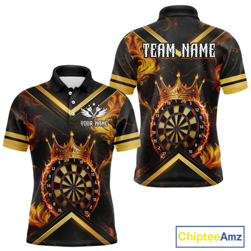 Black And Gold Dartboard Crown Darts Shirt For Men Custom Dart Jerseys Team Polo & 1/4 Zip TDM5278