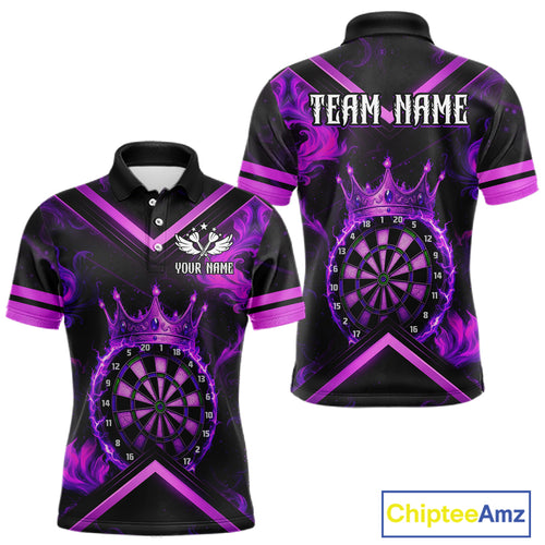 Black And Purple Dartboard Crown Darts Shirt For Men Custom Dart Jerseys Team Polo & 1/4 Zip TDM5279