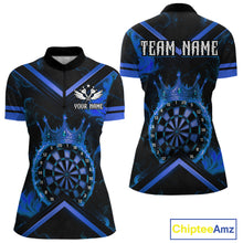 Load image into Gallery viewer, Black And Blue Dartboard Crown Darts Shirt For Women Custom Dart Jerseys Team Polo &amp; 1/4 Zip TDM5526
