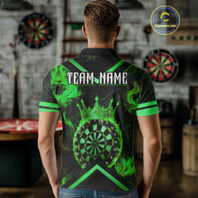 Load image into Gallery viewer, Black And Green Dartboard Crown Darts Shirt For Men Custom Dart Jerseys Team Polo &amp; 1/4 Zip TDM5527
