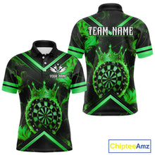 Load image into Gallery viewer, Black And Green Dartboard Crown Darts Shirt For Men Custom Dart Jerseys Team Polo &amp; 1/4 Zip TDM5527