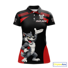 Load image into Gallery viewer, Black And Red Funny Wolf Darts Shirt For Women Custom Darts Jersey, Darts Outift Polo &amp; 1/4 Zip TDM6142