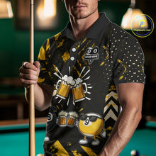 Load image into Gallery viewer, Yellow Black Funny Beer Billiard Shirt For Men Custom 8 Ball &amp; 9 Ball Pool Jersey Polo &amp; 1/4 Zip TDM5288