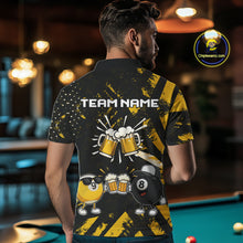 Load image into Gallery viewer, Yellow Black Funny Beer Billiard Shirt For Men Custom 8 Ball &amp; 9 Ball Pool Jersey Polo &amp; 1/4 Zip TDM5288
